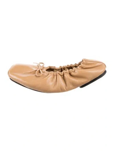 Pre-owned Khaite Leather Bow Accents Ballet Flats In Brown