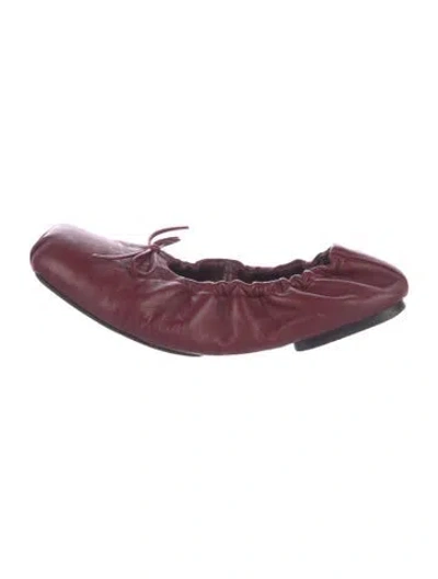 Pre-owned Khaite Leather Bow Accents Ballet Flats In Burgundy