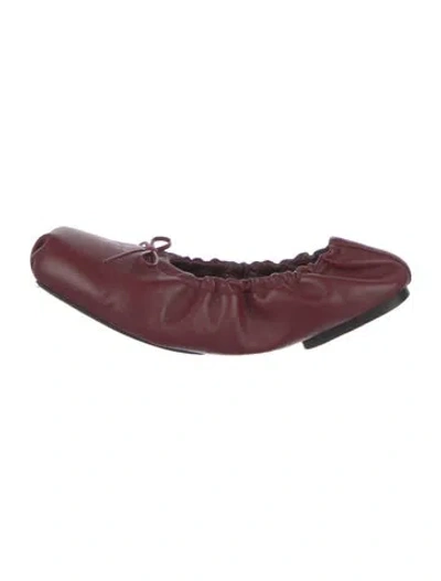 Pre-owned Khaite Leather Bow Accents Ballet Flats In Burgundy