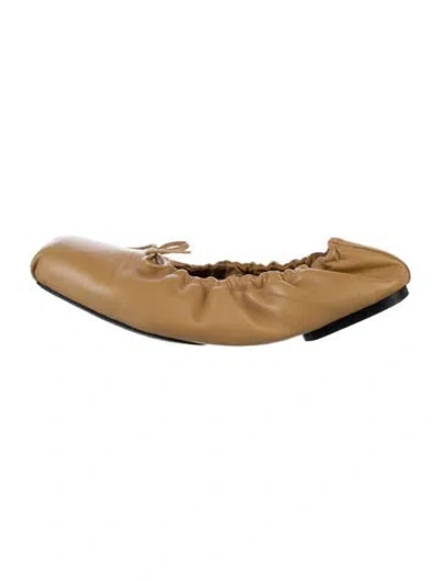 Pre-owned Khaite Leather Bow Accents Ballet Flats In Neutral