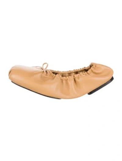 Pre-owned Khaite Leather Bow Accents Ballet Flats In Neutral