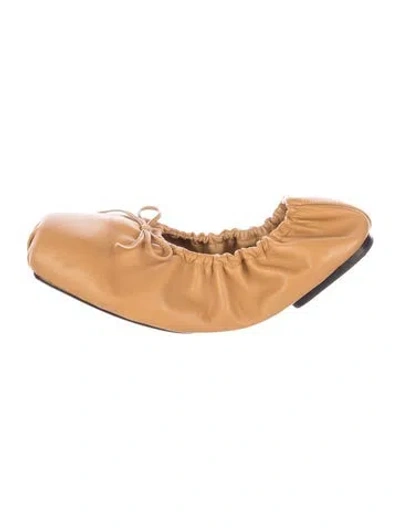 Pre-owned Khaite Leather Bow Accents Ballet Flats In Neutrals