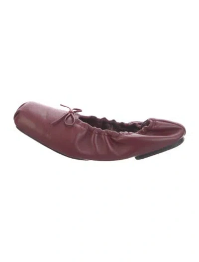 Pre-owned Khaite Leather Bow Accents Ballet Flats In Red