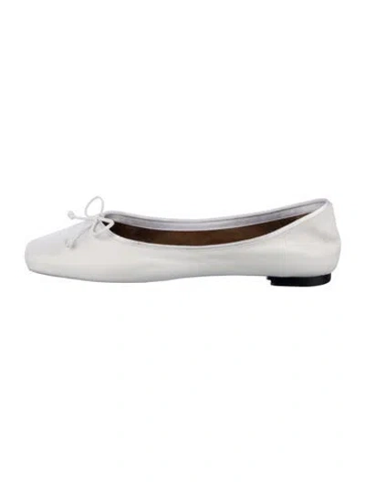 Pre-owned Khaite Leather Bow Accents Ballet Flats In White