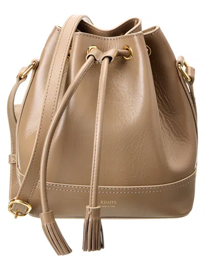 Khaite Leather Bucket Bag In Beige