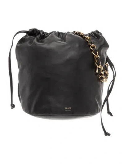 Pre-owned Khaite Leather Bucket Bag In Black