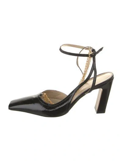 Pre-owned Khaite Leather Chain-link Accents Slingback Pumps In Black
