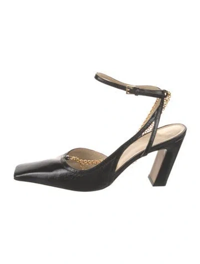 Pre-owned Khaite Leather Chain-link Accents Slingback Pumps In Black