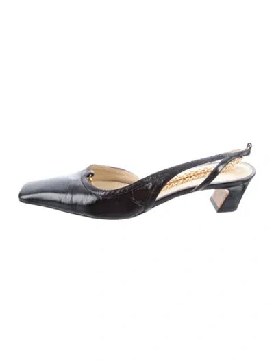 Pre-owned Khaite Leather Chain-link Accents Slingback Pumps In Black