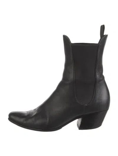 Pre-owned Khaite Leather Chelsea Boots In Black