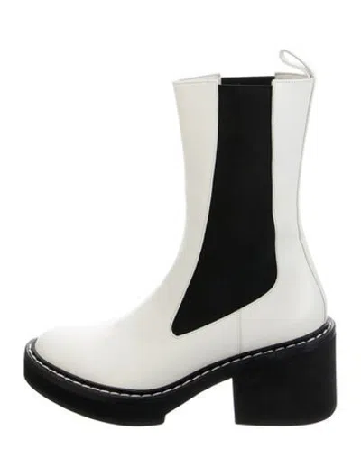 Pre-owned Khaite Leather Chelsea Boots In Black/white