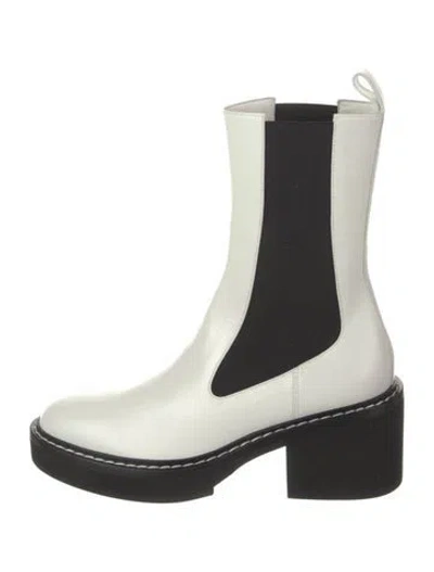 Pre-owned Khaite Leather Chelsea Boots In White