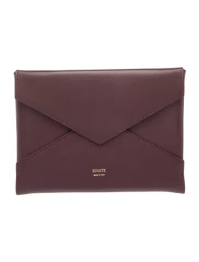 Pre-owned Khaite Leather Clutch In Burgundy