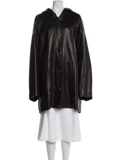 Pre-owned Khaite Leather Coat In Black