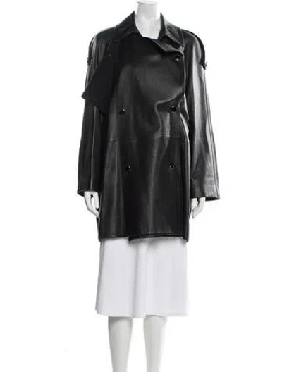 Pre-owned Khaite Leather Coat In Black