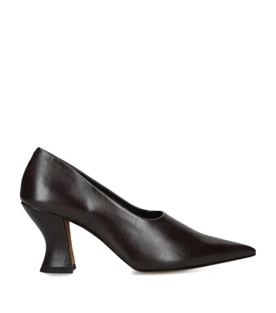 Khaite Leather Colleen Pumps 75 In Brown