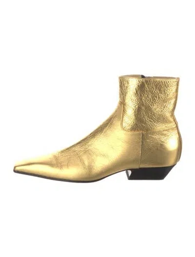 Pre-owned Khaite Leather Colorblock Pattern Boots In Gold