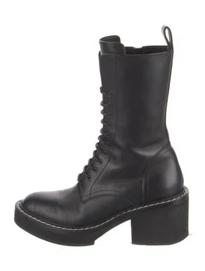 Pre-owned Khaite Leather Combat Boots In Black