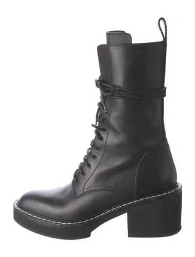 Pre-owned Khaite Leather Combat Boots In Black