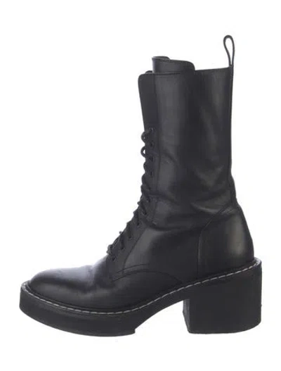 Pre-owned Khaite Leather Combat Boots In Black