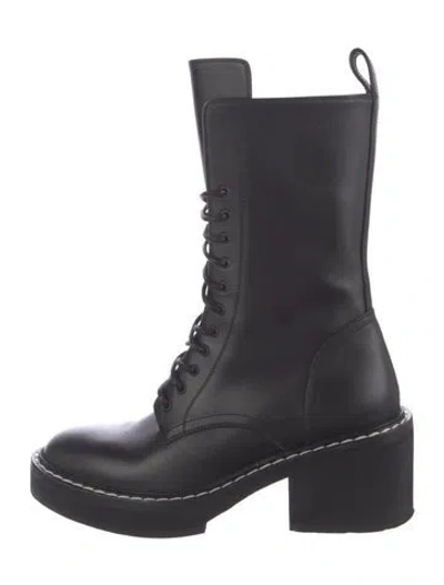 Pre-owned Khaite Leather Combat Boots In Black