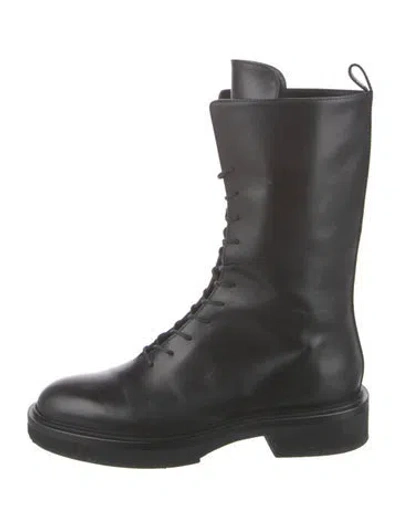 Pre-owned Khaite Leather Combat Boots In Black