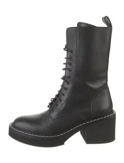 Pre-owned Khaite Leather Combat Boots In Black