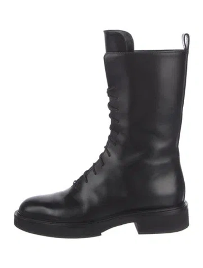 Pre-owned Khaite Leather Combat Boots In Black