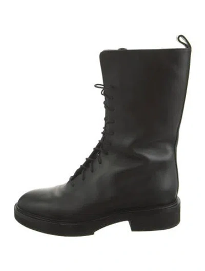 Pre-owned Khaite Leather Combat Boots In Black