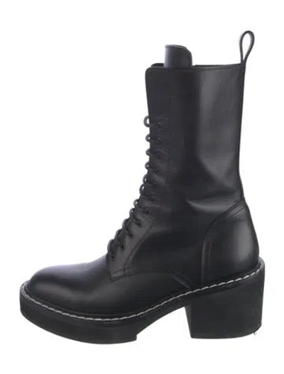 Pre-owned Khaite Leather Combat Boots In Black