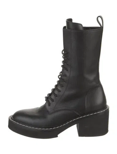 Pre-owned Khaite Leather Combat Boots In Black