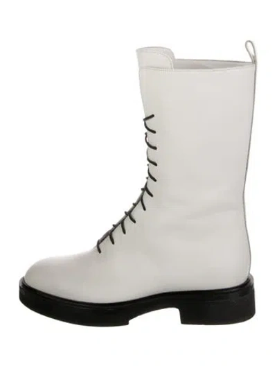 Pre-owned Khaite Leather Combat Boots In White