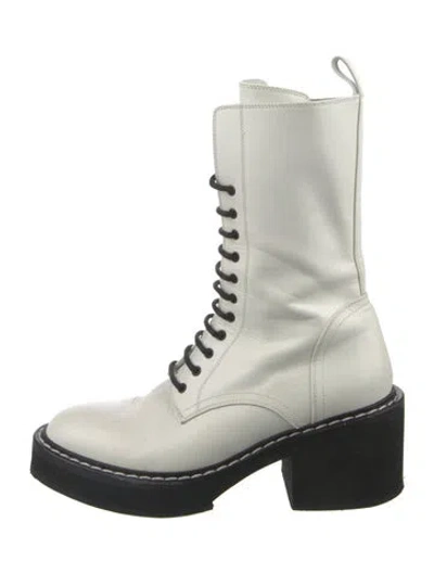 Pre-owned Khaite Leather Combat Boots In White