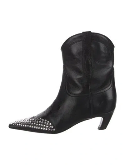 Pre-owned Khaite Leather Crystal Embellishments Western Boots In Black