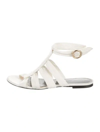 Pre-owned Khaite Leather Cutout Accent Gladiator Sandals In White