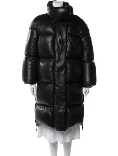 Pre-owned Khaite Leather Down Coat In Black