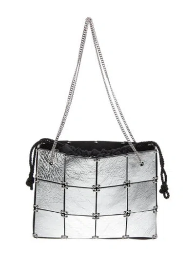 Pre-owned Khaite Leather Emma Panelled Metallic Leather Tote Bag Mini In Silver