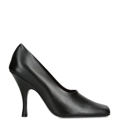 Khaite Eva Peep-toe Leather Pumps In Black