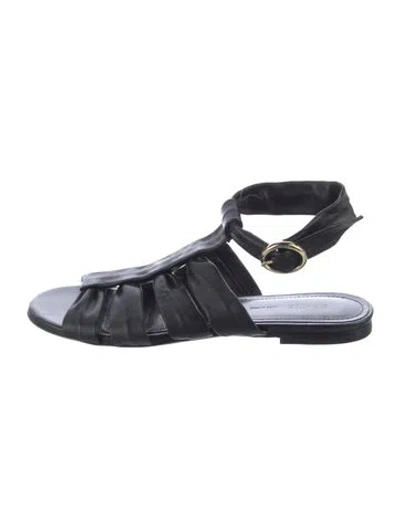 Pre-owned Khaite Leather Gladiator Sandals In Black
