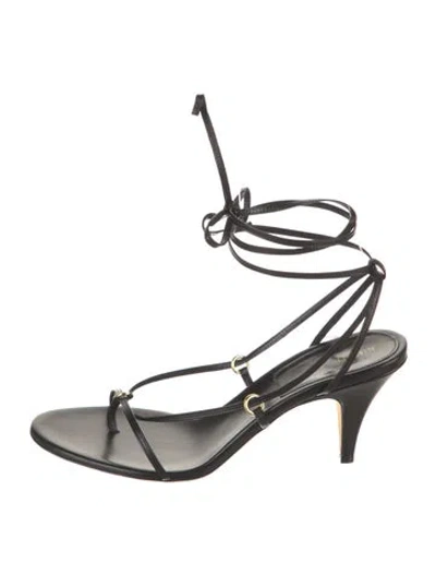 Pre-owned Khaite Leather Gladiator Sandals In Black