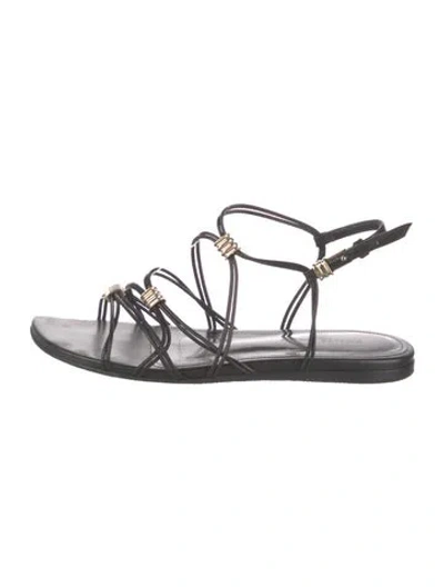 Pre-owned Khaite Leather Gladiator Sandals In Black