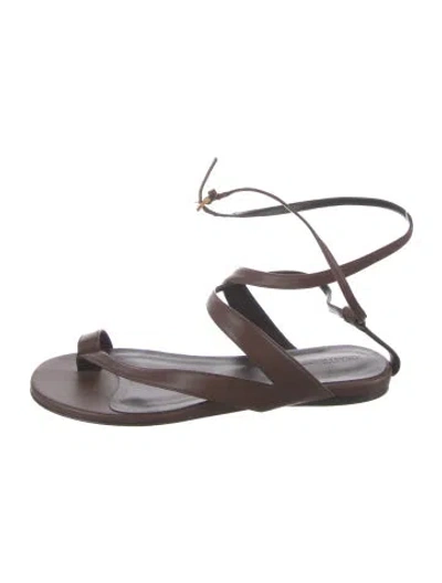 Pre-owned Khaite Leather Gladiator Sandals In Brown