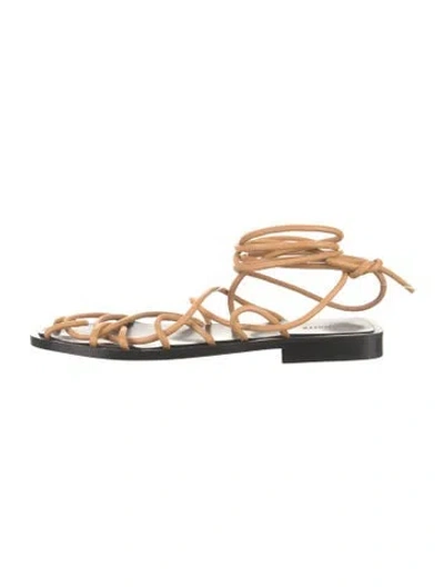 Pre-owned Khaite Leather Gladiator Sandals In Neutral