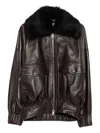 Khaite Fur-collar Leather Jacket In Brown