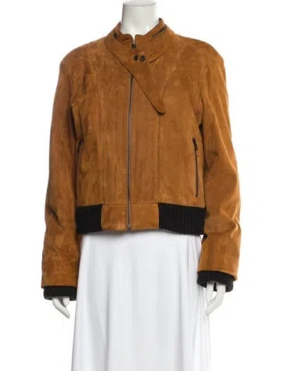 Pre-owned Khaite Leather Jacket In Brown