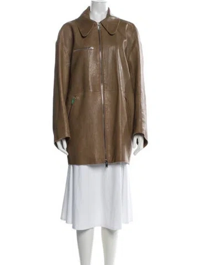 Pre-owned Khaite Leather Jacket In Brown