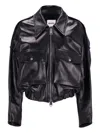 Khaite Leather Jacket Owey In Black