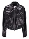 Khaite Leather Jacket Owey In Black