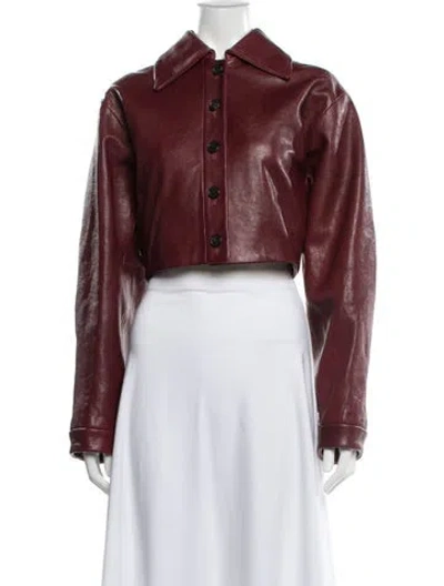 Pre-owned Khaite Leather Jacket In Red