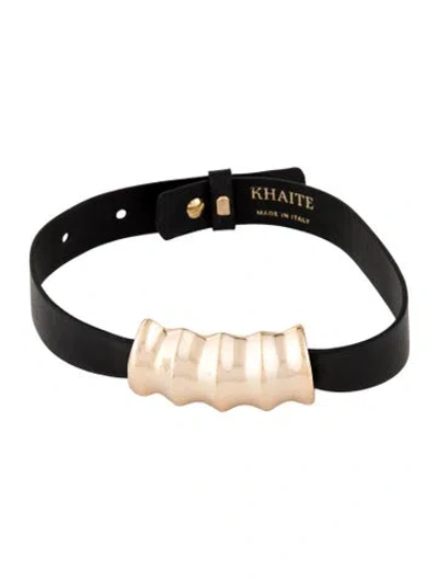 Pre-owned Khaite Leather Julius Embellished Choker Necklace, 16" In Black